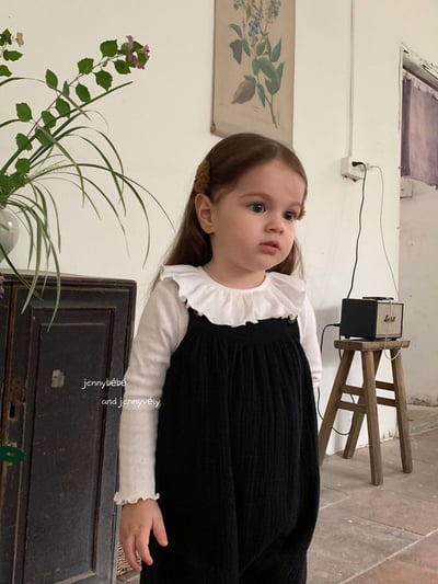 JE566｜(73-100cm) 百搭荷葉領上衣/棉紗吊帶褲12