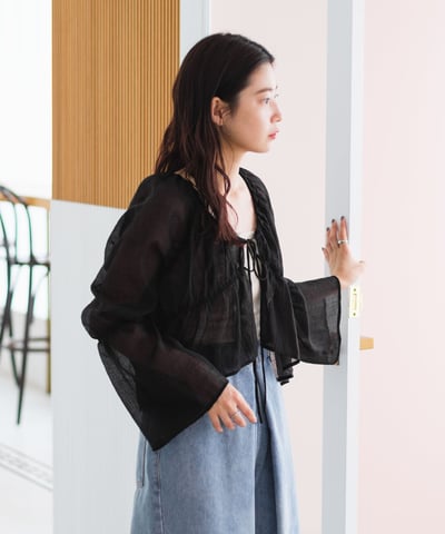 Kastane  褶邊透膚襯衫10