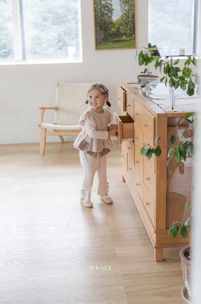 M-KIDS26｜(65-115cm) 2色蝴蝶結緞帶捲邊喇叭褲13