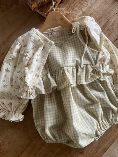 Anne Shirley02｜(3m-22m) 1色格紋綁帶荷葉包屁衣19