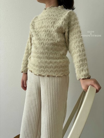 Monpetitbebe07｜(70cm-110cm) 捲邊壓紋花上衣12