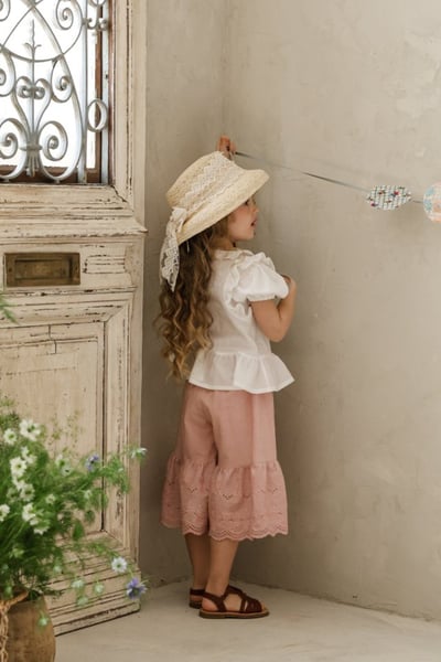 FLO28｜(75-140) 鏤空喇叭七分褲3