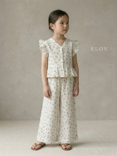 Mon petit11｜(73-118cm) 2色壓紋荷葉袖套裝8