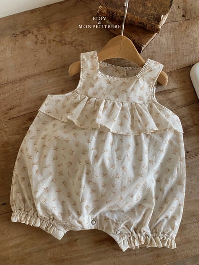 Mon petit03｜(66-90cm) 玫瑰碎花荷葉邊包屁衣5