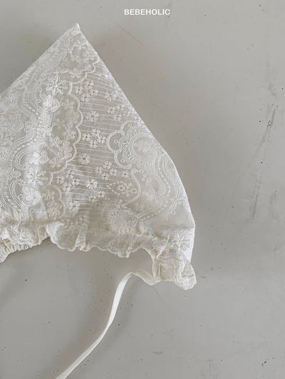 Bebe holic61｜(Free) 荷葉蕾絲綁帶帽6