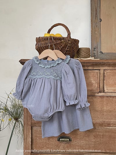 JE563｜(66-120cm) 蕾絲花邊領包屁衣/洋裝6