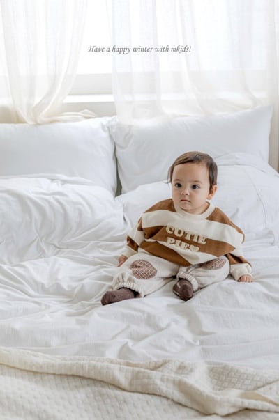 M-KIDS39｜(65-115cm) 2色格紋補丁縮口休閒褲8