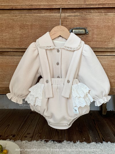 JE 606｜(73-100cm)  絨毛翻領吊帶褲套裝3