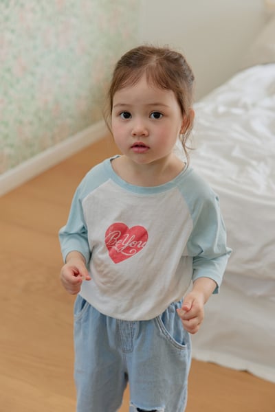 onu06｜(70cm-115cm) 愛心印花7分袖上衣7