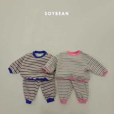 Soybean64｜(75cm-118cm) 條紋撞色休閒套裝1