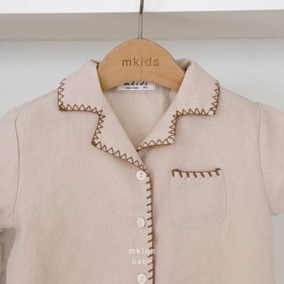 M-KIDS35｜(65-80cm) 棉麻滾線連身衣16