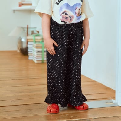 1st blue08｜(~93-118cm) 波點荷葉邊長褲5