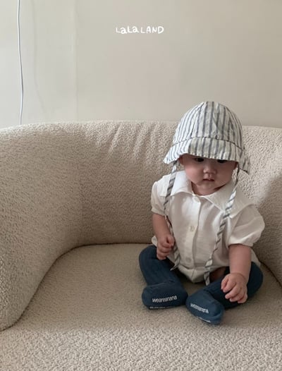 lala land26｜(3m-18m) 2色素面翻領包屁衣3