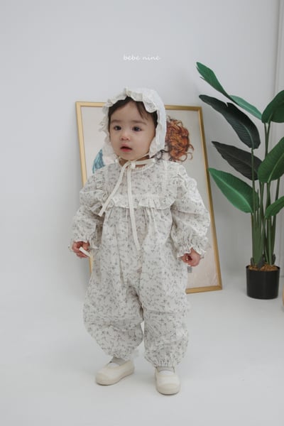bebe nine23 (65-85) 2色荷葉滾邊領碎花連身衣8