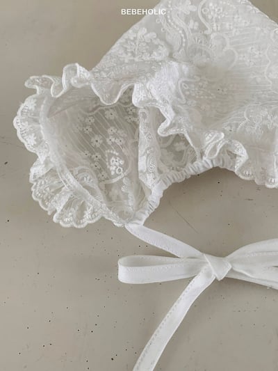 Bebe holic61｜(Free) 荷葉蕾絲綁帶帽7