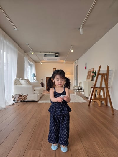 Color23｜(75-115cm) 細肩波點套裝12