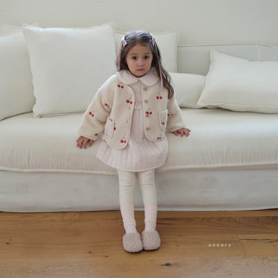 neneru19｜(70cm-125cm) 1色刺繡櫻桃刷毛外套3