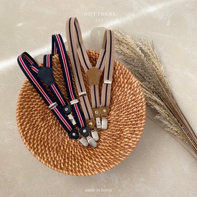 Oottbebe18｜(2y-13y )  英倫拼色彈力背帶吊帶夾1