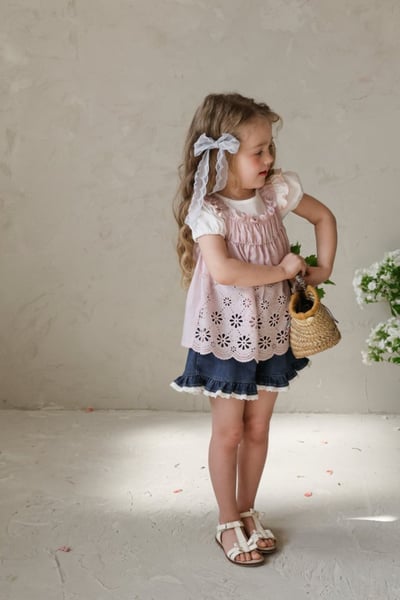 FLO13｜(75-140) 荷葉蕾絲牛仔褲5