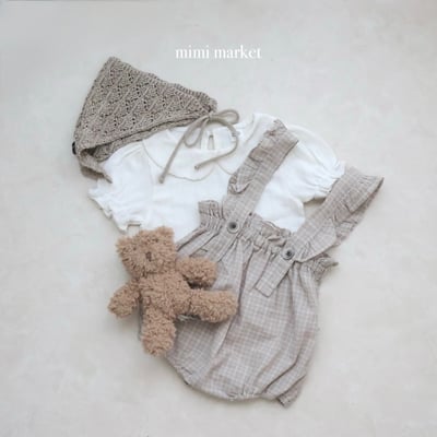 mimi market29 (75-90cm)  花邊格子吊帶褲7