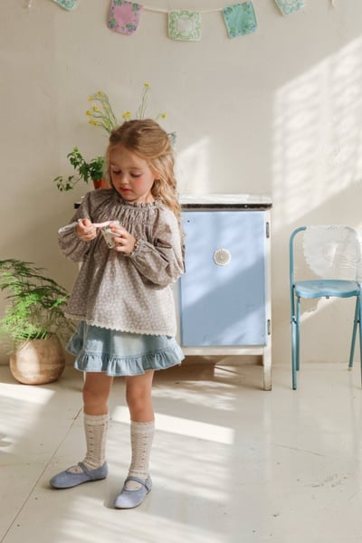 FLO21｜(75-140) 2色愛心荷葉牛仔裙7