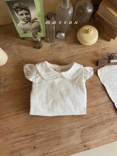 Marron12｜(1y-6y) 刺繡小花飛袖襯衫8