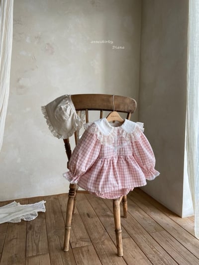Anne Shirley01｜(3m-22m) 2色格紋蕾絲包屁洋裝3