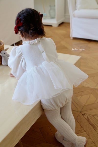 bebe nine55 (65cm-85cm) 2色蕾絲滾邊薄紗洋裝包屁衣3