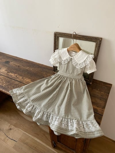 Anne Shirley18｜(1y-5y) 1色格紋蕾絲邊洋裝12