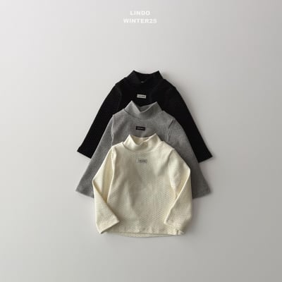 Lindo42｜(80cm-125cm) 高領波點小標上衣10