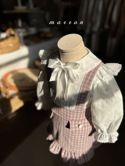 Marron28｜(1y-6y) 格紋吊帶荷葉裙10