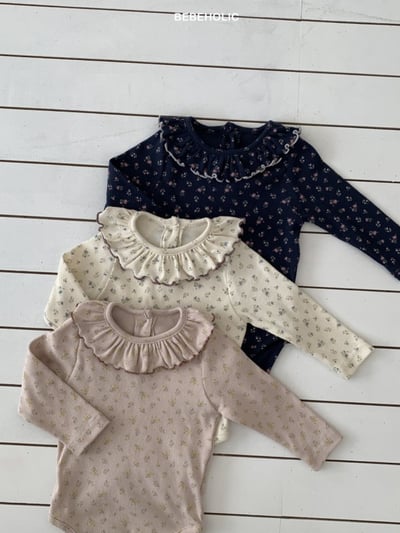 Bebe holic31｜(3m-18m) 滾邊花瓣領碎花包屁衣2