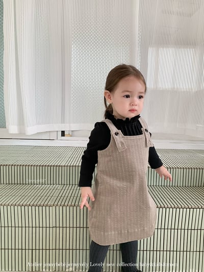 JE602｜(73cm-100cm) 學院風吊带連身裙/高領上衣5