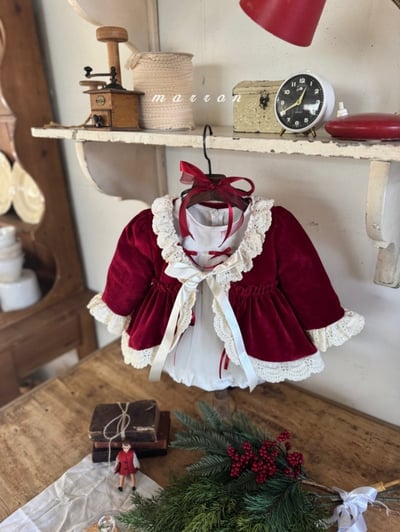 Marron 67｜(1y-6y) 聖誕紅開襟綁帶外套2