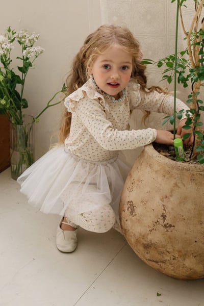 FLO40｜(75-140) 3色木耳捲邊碎花上衣20