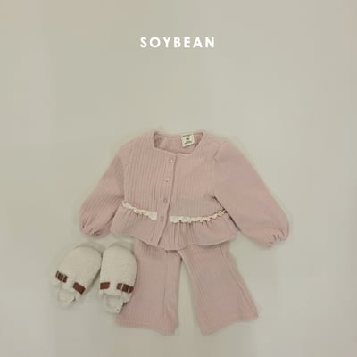 Soybean15｜(75cm-118cm) 荷葉蕾絲邊開襟外套喇叭褲套裝8