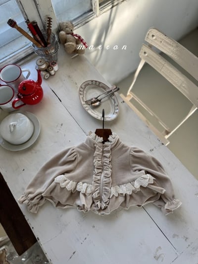 Marron 16｜(1y-6y) 磨毛荷葉花邊拉鍊外套2