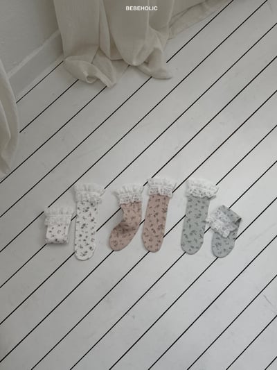 Bebe holic12｜(3m-18m) 玫瑰碎花蕾絲無根襪10