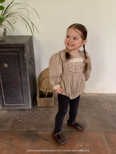 JE574｜(66-90cm) 花邊領條紋包屁衣13