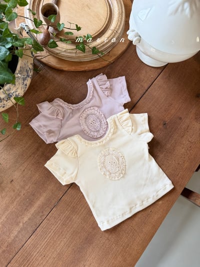 Marron33｜(1y-6y) 蕾絲肩領拼布上衣3