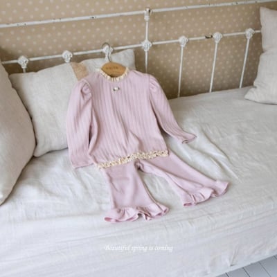 M-KIDS45｜(65-115cm) 2色荷葉邊喇叭褲5