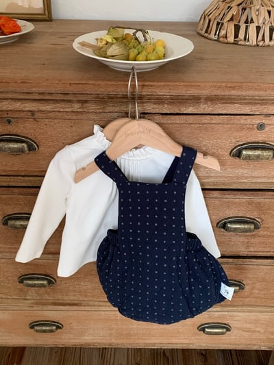 JE618｜(73cm-90cm) 小花舖棉吊帶褲/花邊領上衣24