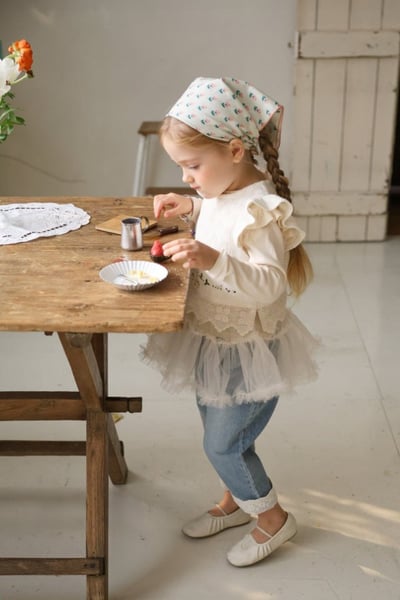 FLO53｜(75-140) 1色針織田園小兔背心9