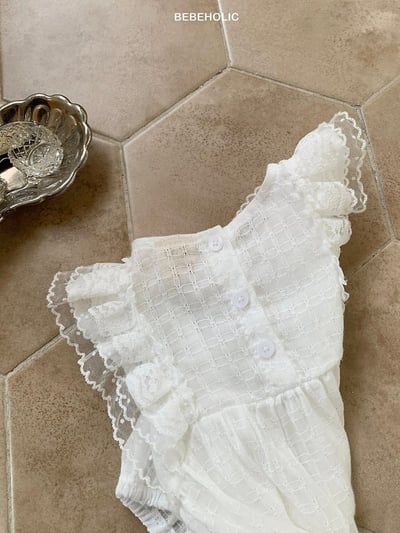 Bebe holic26｜(3m-18m) 蕾絲邊袖連身服6