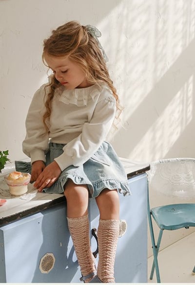 FLO33｜(75-140) 3色蕾絲無根長襪4