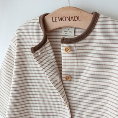 LEMONADE27｜(55cm-85cm) 3色條紋羅紋連身衣含帽子6