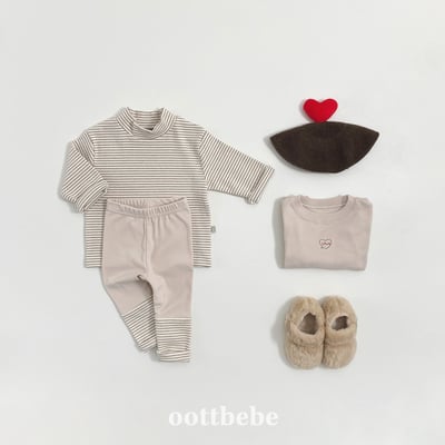 Oottbebe83｜(1y-7y)   冬季條紋拼接內搭褲10