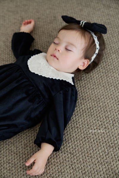 bebe nine10 (55cm-75cm) 2色絲絨蕾絲包屁衣7