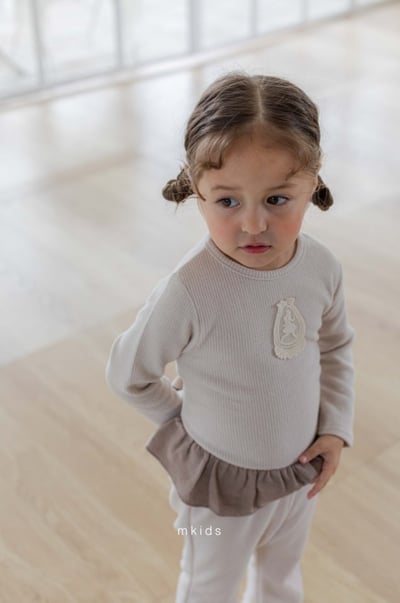 M-KIDS22｜(65-115cm) 2色羅紋蕾絲貼布裙擺上衣13