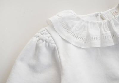 FLO29｜(75-140) 2色荷葉花瓣領縮口上衣20